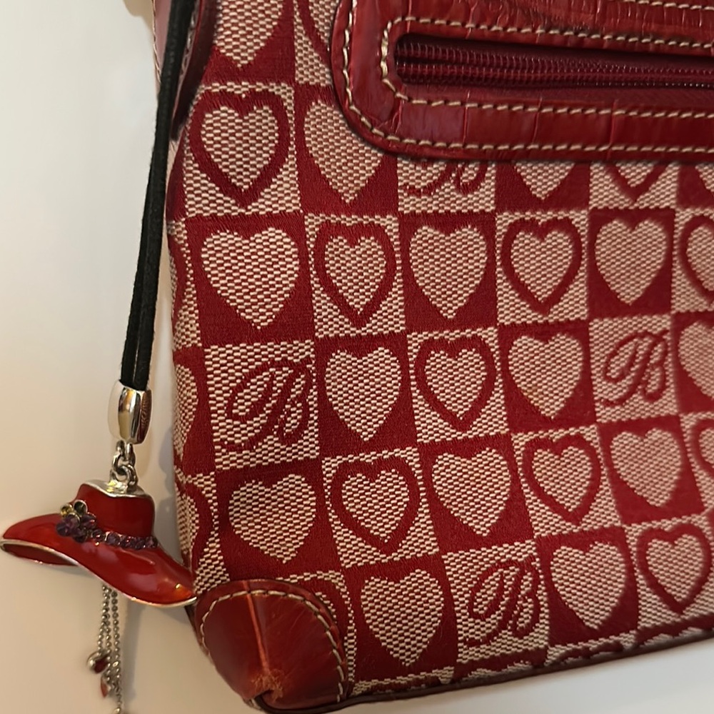 Brighton Elegant Red Heart Pattern Shoulder Bag - Picture 6 of 9